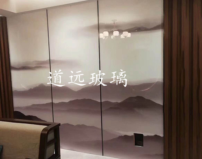 夾絲山水畫玻璃009